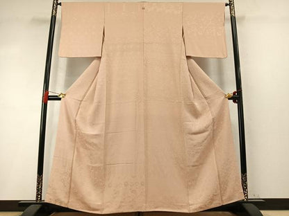 平和屋着物●上質な色無地　横段吉祥花唐草地紋　洗柿色　ますいわ屋扱い　正絹　逸品　AABM4251fy