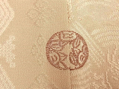 平和屋着物●上質な色無地　横段吉祥花唐草地紋　洗柿色　ますいわ屋扱い　正絹　逸品　AABM4251fy