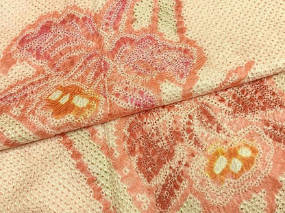 平和屋着物●豪華振袖　総絞り　草花文　正絹　逸品　AABM4254fy