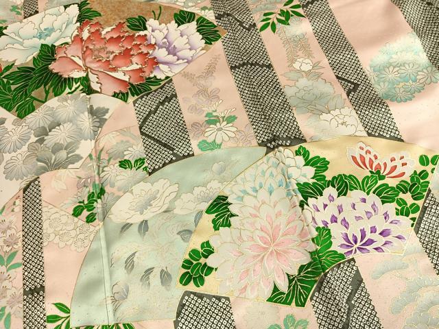 平和屋着物●豪華振袖　駒刺繍　地紙重ね花文　金彩　正絹　逸品　AABM4257fy