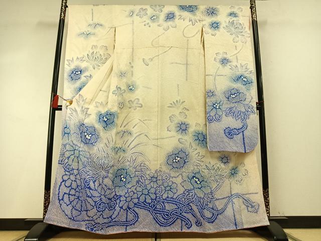 平和屋着物●豪華振袖　総絞り　草花文　暈し染め　正絹　逸品　AABM4258fy