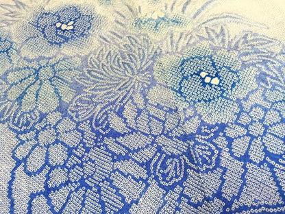 平和屋着物●豪華振袖　総絞り　草花文　暈し染め　正絹　逸品　AABM4258fy