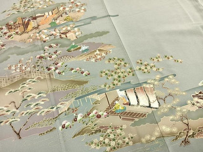 平和屋着物●豪華色留袖　人物風景花文　金彩　正絹　逸品　AABM4265fy