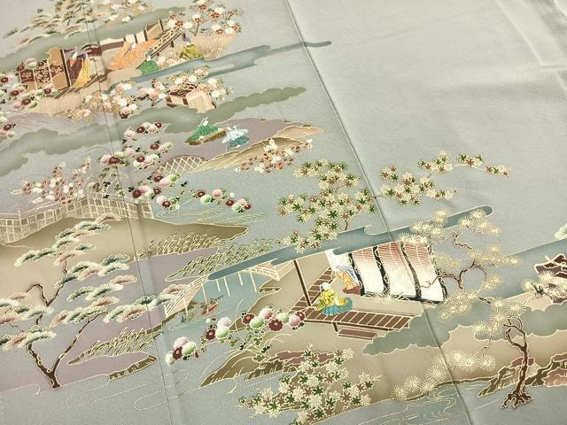 平和屋着物●豪華色留袖　人物風景花文　金彩　正絹　逸品　AABM4265fy