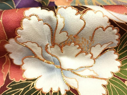 平和屋着物●豪華振袖　駒刺繍　御所車花鞠文　暈し染め　金銀彩　正絹　逸品　AABM4267fy