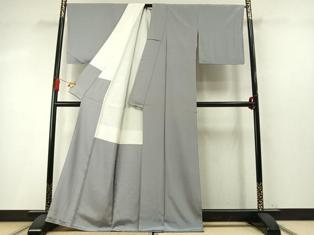 平和屋着物●上質な色無地　灰青色　丹後ちりめん　反端付き　正絹　逸品　未使用　AABM4268fy