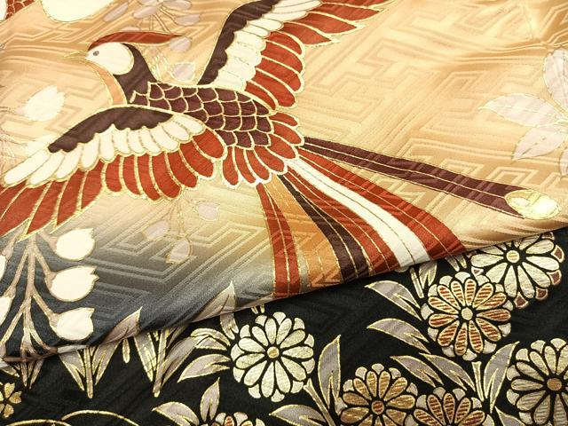 平和屋着物●豪華振袖　鳳凰草花文　暈し染め　金彩　正絹　逸品　AABM4272fy