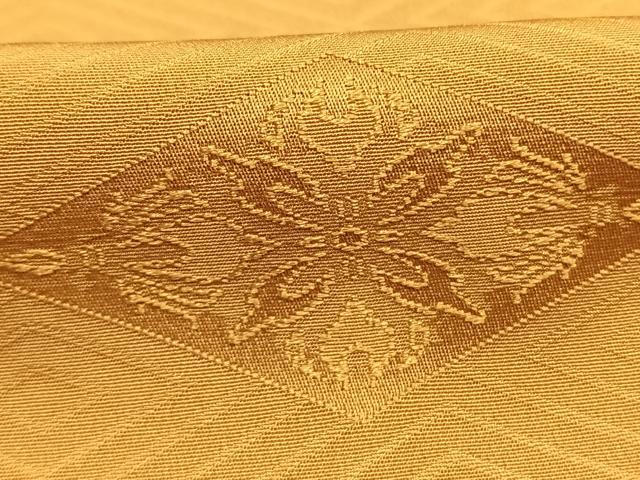 平和屋着物●上質な色無地　花菱地紋　黄朽葉色　正絹　逸品　未使用　AABM4274fy