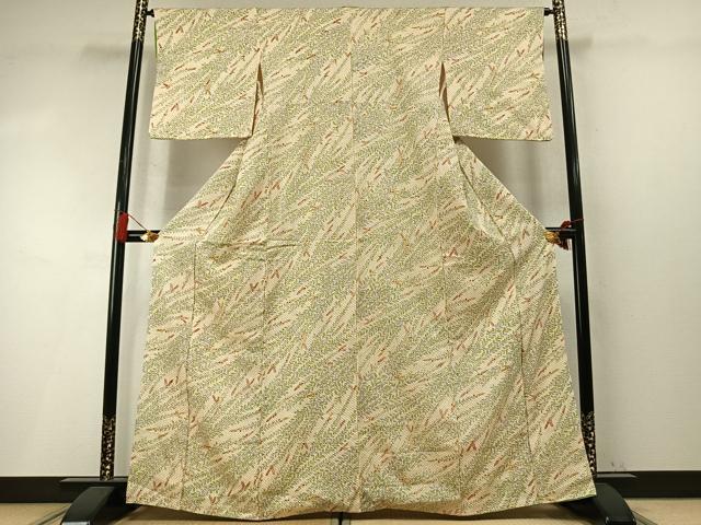 平和屋着物●上質な小紋　総絞り　草花文　正絹　逸品　AABM4276fy