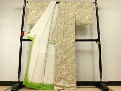 平和屋着物●上質な小紋　総絞り　草花文　正絹　逸品　AABM4276fy