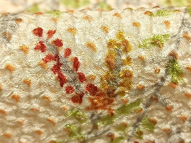 平和屋着物●上質な小紋　総絞り　草花文　正絹　逸品　AABM4276fy