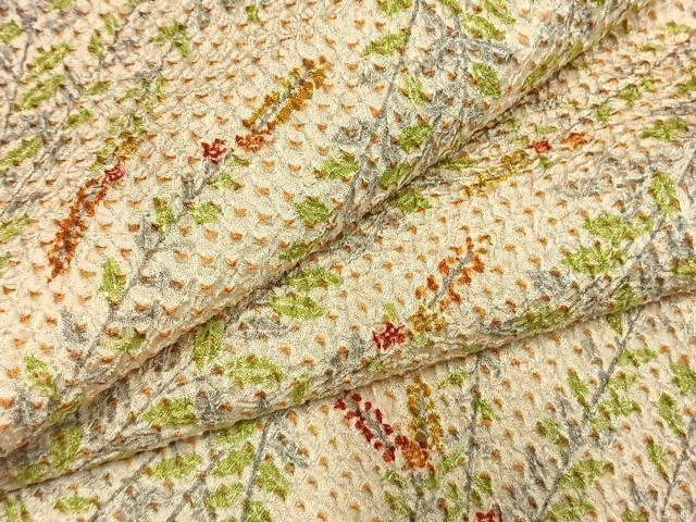 平和屋着物●上質な小紋　総絞り　草花文　正絹　逸品　AABM4276fy