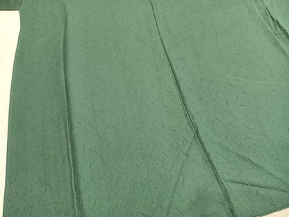 平和屋着物●上質な色無地　霞地紋　木賊色　正絹　逸品　AABM4279fy