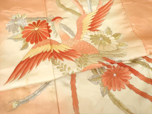 平和屋着物●豪華振袖　総刺繍　鳳凰花文　金銀糸　正絹　逸品　AABM4283ck