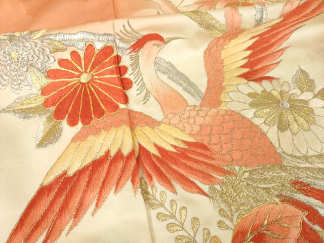 平和屋着物●豪華振袖　総刺繍　鳳凰花文　金銀糸　正絹　逸品　AABM4283ck