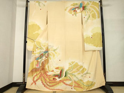 平和屋着物●豪華振袖　刺繍　鳳凰　金銀糸　金彩　正絹　逸品　AABM4284ck