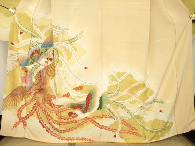 平和屋着物●豪華振袖　刺繍　鳳凰　金銀糸　金彩　正絹　逸品　AABM4284ck