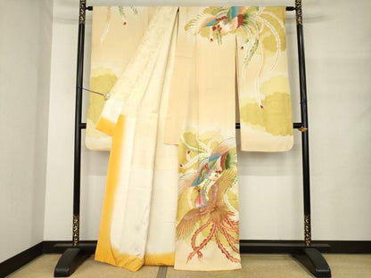 平和屋着物●豪華振袖　刺繍　鳳凰　金銀糸　金彩　正絹　逸品　AABM4284ck