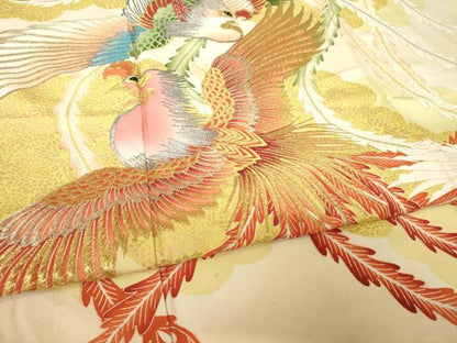平和屋着物●豪華振袖　刺繍　鳳凰　金銀糸　金彩　正絹　逸品　AABM4284ck