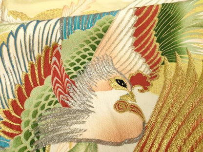 平和屋着物●豪華振袖　刺繍　鳳凰　金銀糸　金彩　正絹　逸品　AABM4284ck