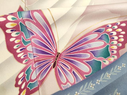平和屋着物●豪華振袖　花蝶文　金彩　正絹　逸品　AABM4285ck