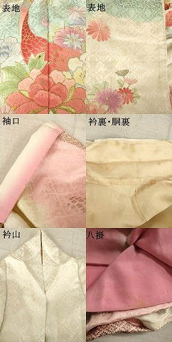 平和屋着物●豪華振袖　総刺繍　花鳥文　暈し染め　正絹　逸品　AABM4290ck