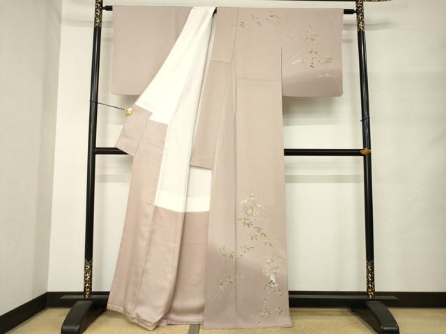 平和屋着物●中国三大刺繍　汕頭刺繍　スワトウ刺繍　訪問着　亀甲花文　暈し染め　正絹　逸品　AABM4291ck