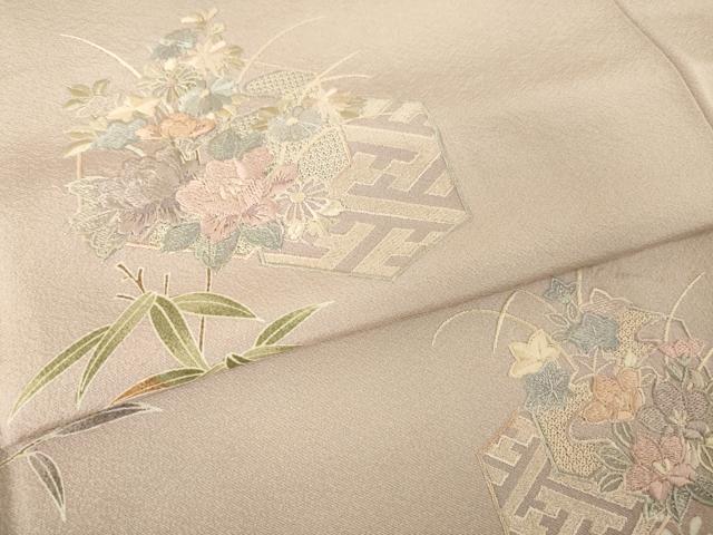 平和屋着物●中国三大刺繍　汕頭刺繍　スワトウ刺繍　訪問着　亀甲花文　暈し染め　正絹　逸品　AABM4291ck