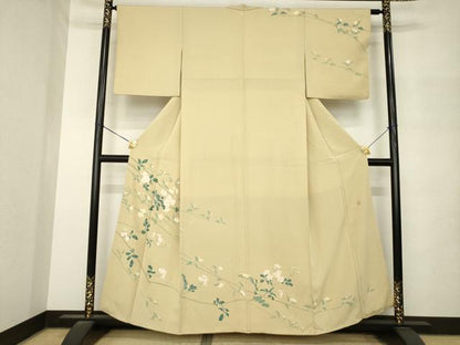 平和屋着物●京加賀糸目友禅作家　山崎巌　訪問着　枝花文　正絹　逸品　AABM4292ck