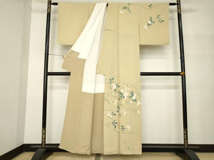 平和屋着物●京加賀糸目友禅作家　山崎巌　訪問着　枝花文　正絹　逸品　AABM4292ck