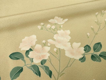 平和屋着物●京加賀糸目友禅作家　山崎巌　訪問着　枝花文　正絹　逸品　AABM4292ck