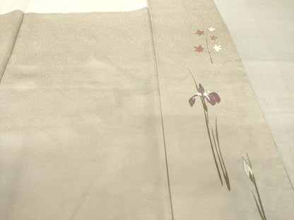 平和屋着物●訪問着　駒刺繍　群れ鶴文　金彩　正絹　逸品　AABM4294ck