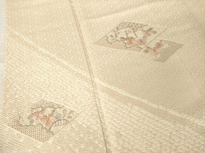 平和屋着物●中国三大刺繍　スワトウ刺繍　汕頭刺繍　総刺繍　訪問着　絞り　花菱文　西武百貨店扱い　正絹　逸品　AABM4296ck