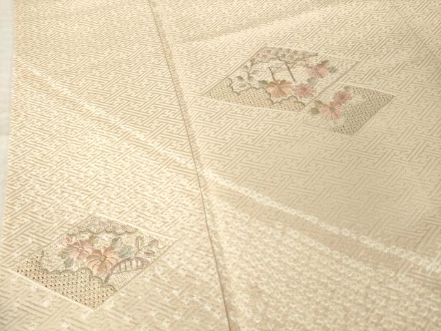 平和屋着物●中国三大刺繍　スワトウ刺繍　汕頭刺繍　総刺繍　訪問着　絞り　花菱文　西武百貨店扱い　正絹　逸品　AABM4296ck