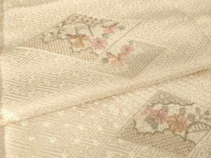 平和屋着物●中国三大刺繍　スワトウ刺繍　汕頭刺繍　総刺繍　訪問着　絞り　花菱文　西武百貨店扱い　正絹　逸品　AABM4296ck