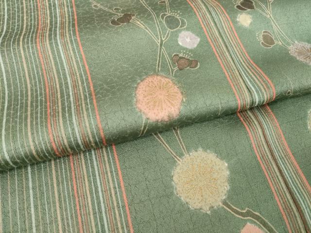 平和屋着物●訪問着　絞り　花間道　金彩　正絹　逸品　AABM4299ck