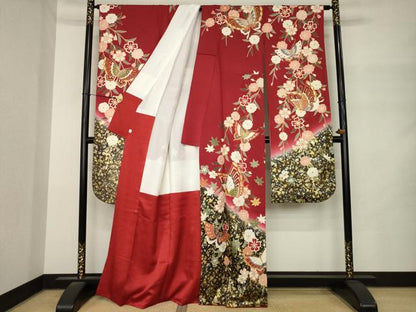 平和屋着物●豪華振袖　駒刺繍　花蝶文　鈴乃屋扱い　正絹　逸品　AABM4306ck
