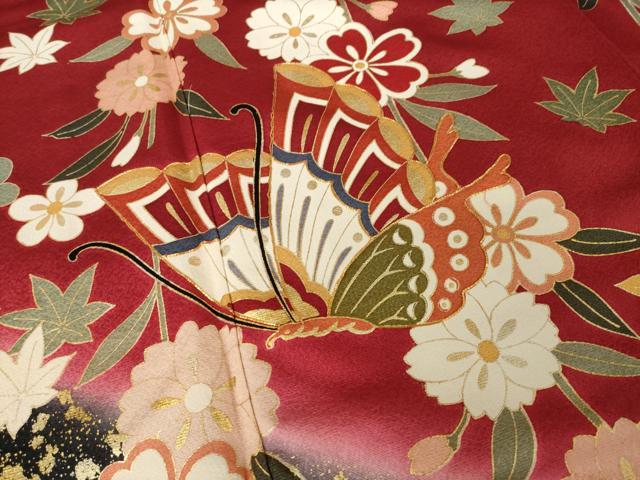 平和屋着物●豪華振袖　駒刺繍　花蝶文　鈴乃屋扱い　正絹　逸品　AABM4306ck