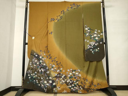 平和屋着物●豪華振袖　辻が花　枝花文　暈し染め　金彩　正絹　逸品　AABM4307ck