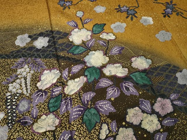 平和屋着物●豪華振袖　辻が花　枝花文　暈し染め　金彩　正絹　逸品　AABM4307ck