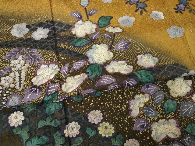 平和屋着物●豪華振袖　辻が花　枝花文　暈し染め　金彩　正絹　逸品　AABM4307ck