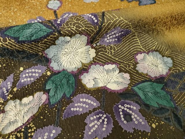 平和屋着物●豪華振袖　辻が花　枝花文　暈し染め　金彩　正絹　逸品　AABM4307ck