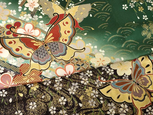 平和屋着物●豪華振袖　駒刺繍　花蝶文　暈し染め　金彩　正絹　逸品　AABM4310ck