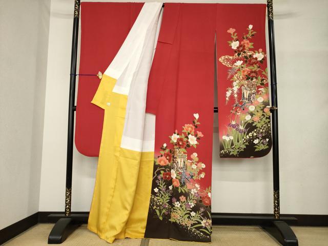 平和屋着物●豪華振袖　御所車花文　鈴乃屋扱い　正絹　逸品　AABM4314ck