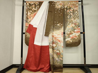 平和屋着物●豪華振袖　花蝶文　暈し染め　正絹　逸品　AABM4317ck