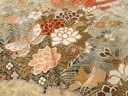 平和屋着物●豪華振袖　花蝶文　暈し染め　正絹　逸品　AABM4317ck