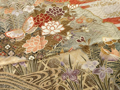 平和屋着物●豪華振袖　花蝶文　暈し染め　正絹　逸品　AABM4317ck