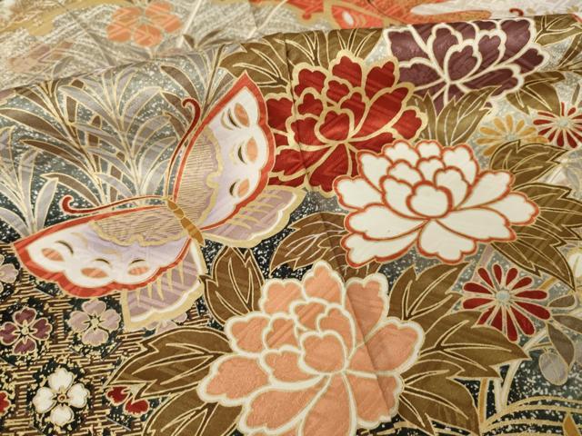 平和屋着物●豪華振袖　花蝶文　暈し染め　正絹　逸品　AABM4317ck