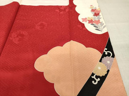 平和屋着物●豪華振袖　駒刺繍　雲重ね花文　金彩　正絹　逸品　AABM4319ck