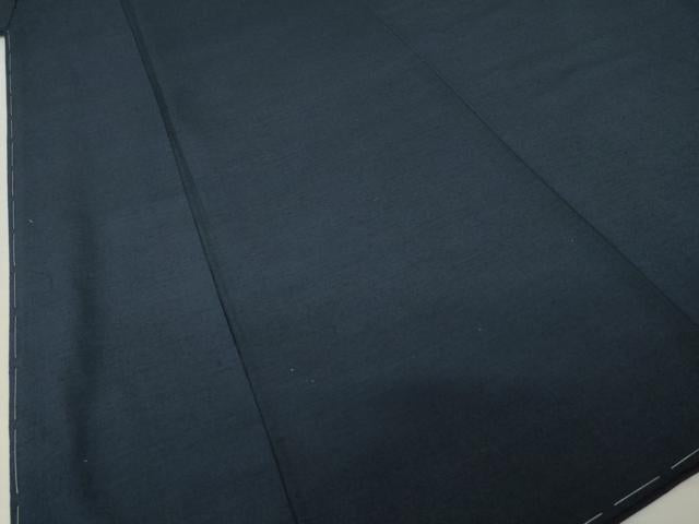 平和屋着物●男性　紬　アンサンブル　色無地　藍鉄色　正絹　逸品　AABM4328ck